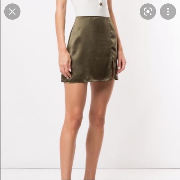 NWT Reformation Robbie silk mini skirt in army green - Picture 2 of 10